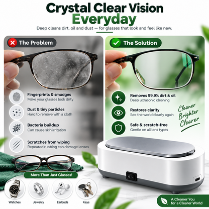 Ultrasonic Deep Cleaning Jewelry Cleaner Glass Dirt Remover