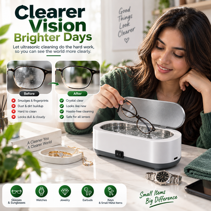 Ultrasonic Deep Cleaning Jewelry Cleaner Glass Dirt Remover